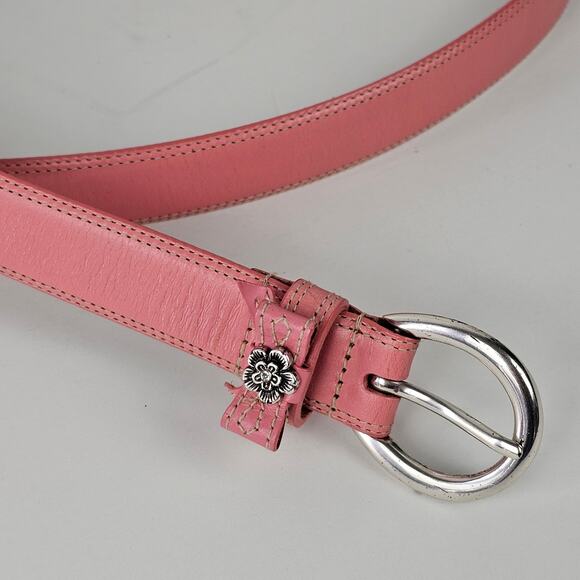 VTG pink Fossil leather belt bow detail size XL 1 " wide classic - Picture 2 of 6